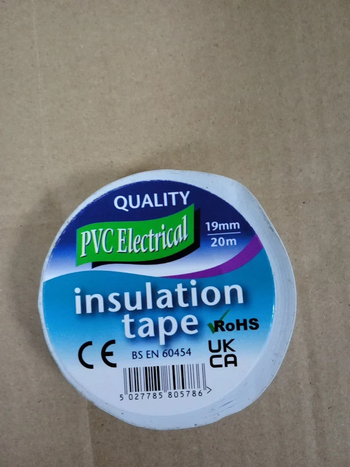 Mercury PVC Electrical Tape 20m White Strong Insulation Polyvinyl Chloride New