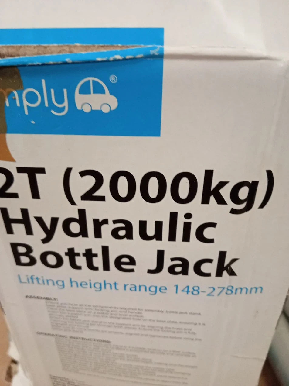 Simply Auto 2T Hydraulic Bottle Jack BJ2T 2 Tonne 2000kg Silver Durable Design