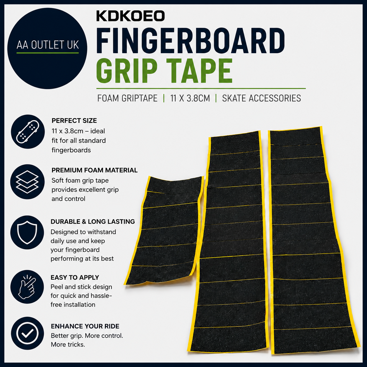 Kdkoeo Fingerboard Grip Tape Foam Griptape 11x3.8cm Skate Accessories Design
