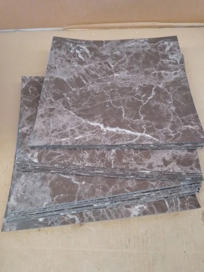 Cyeer 24pc Grey Flooring Tiles Self Adhesive Vinyl 30x30cm Black Marble New