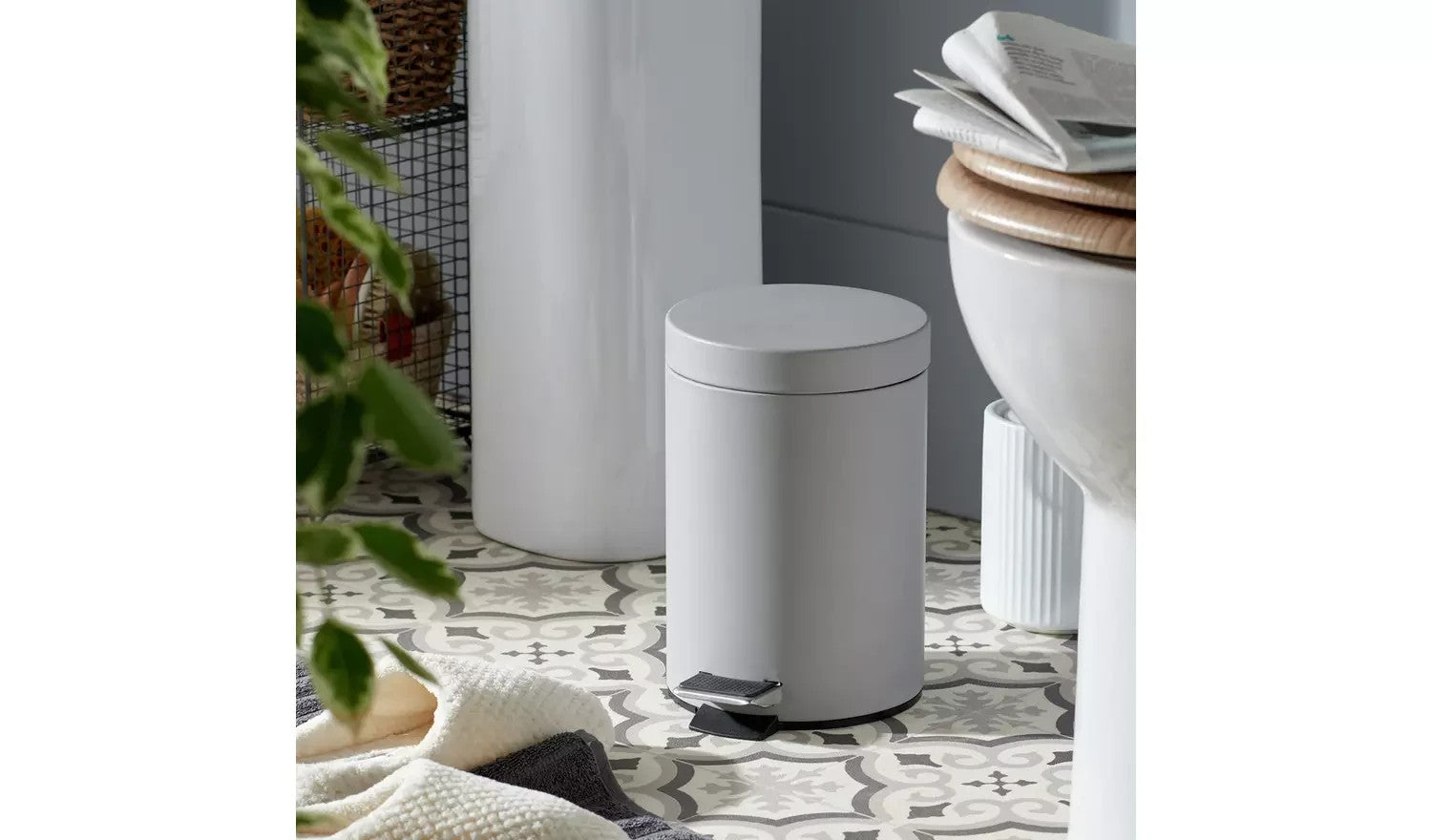 Habitat Matt Grey 3 Litre Step Bin Bathroom Kitchen Pedal Waste Design New