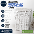 Argos Home 68L Capacity Willow Laundry Basket White 56x35x35cm