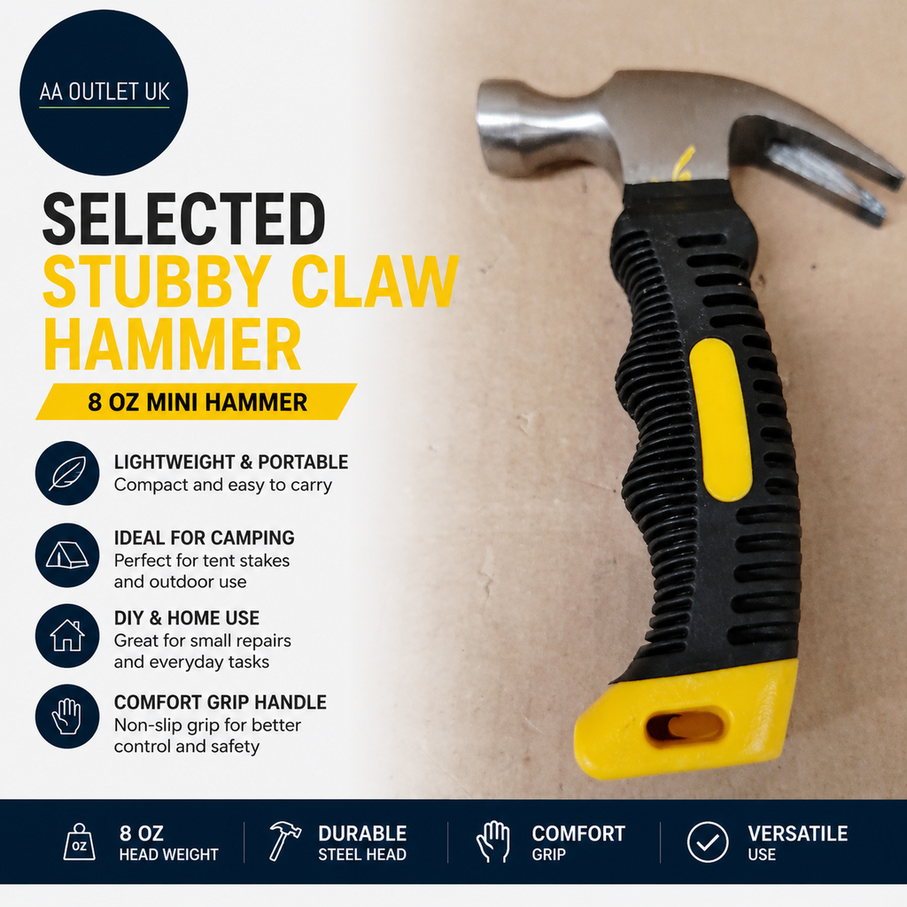 ASelected Stubby Claw Hammer 8oz Mini Camping Hammer Women DIY Home Tent Stakes