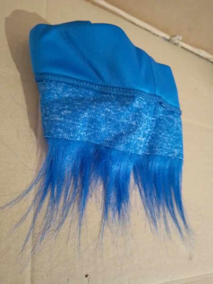 Novelty Placr Blue Hairy Costume Headband Fun Fuzzy Crazy Hair Wig Troll New