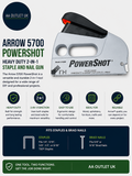 Arrow 5700 PowerShot Heavy Duty 2 In 1 Staple Nail Gun Wood Upholstery Furniture