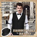 Dazzroi 1920s Gatsby Costume Retro Men Vest Set Hat Waistcoat Suspenders Large