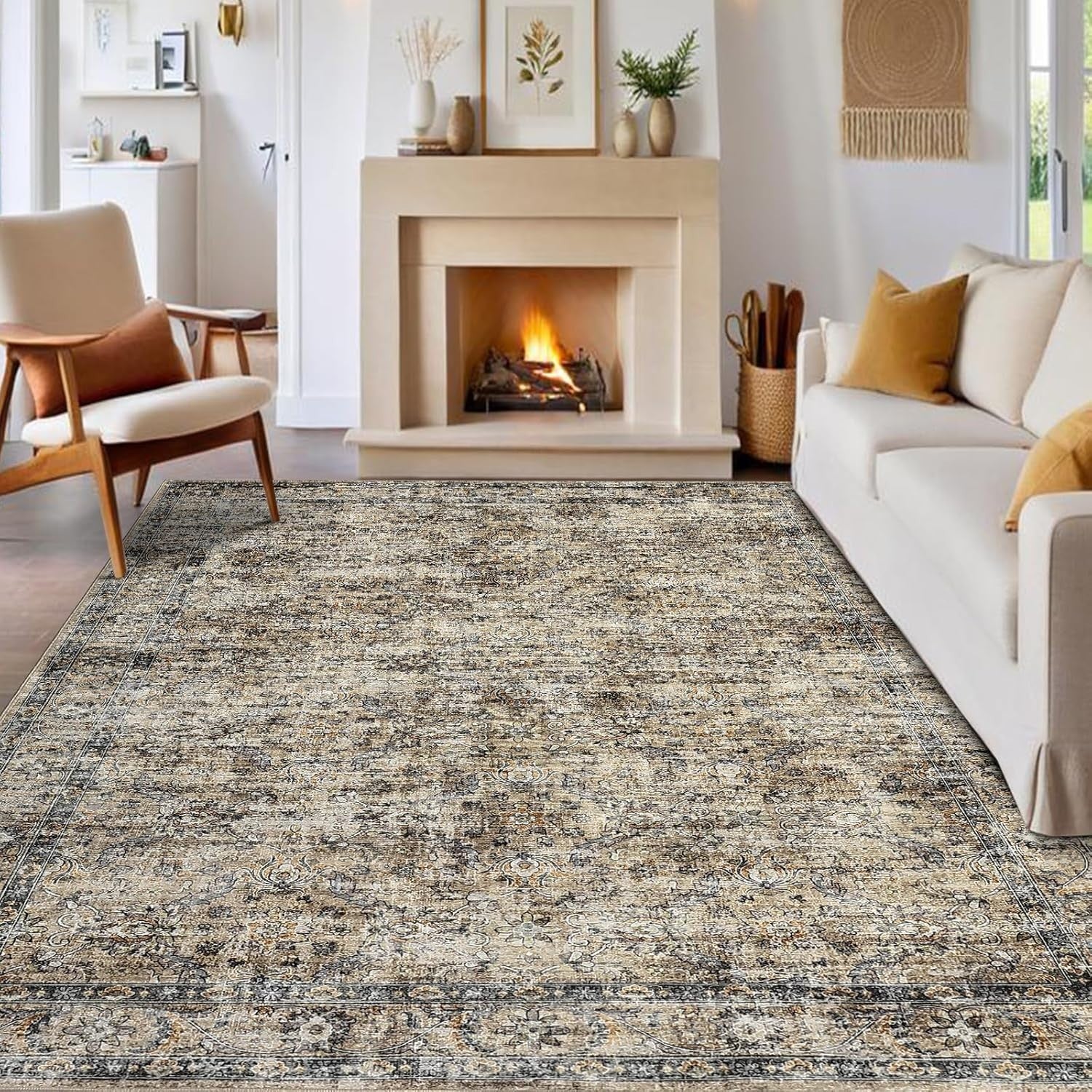Luxfocus Machine Washable Rugs 120x170cm Low Pile Oriental Carpet Bedroom New