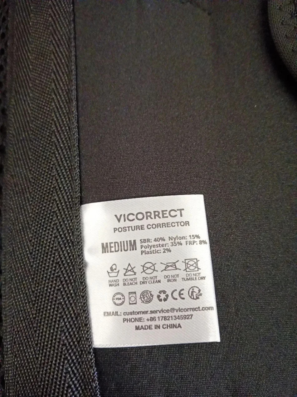 Vicorrect Posture Corrector Unisex Back Brace Support Shoulders Medium Black