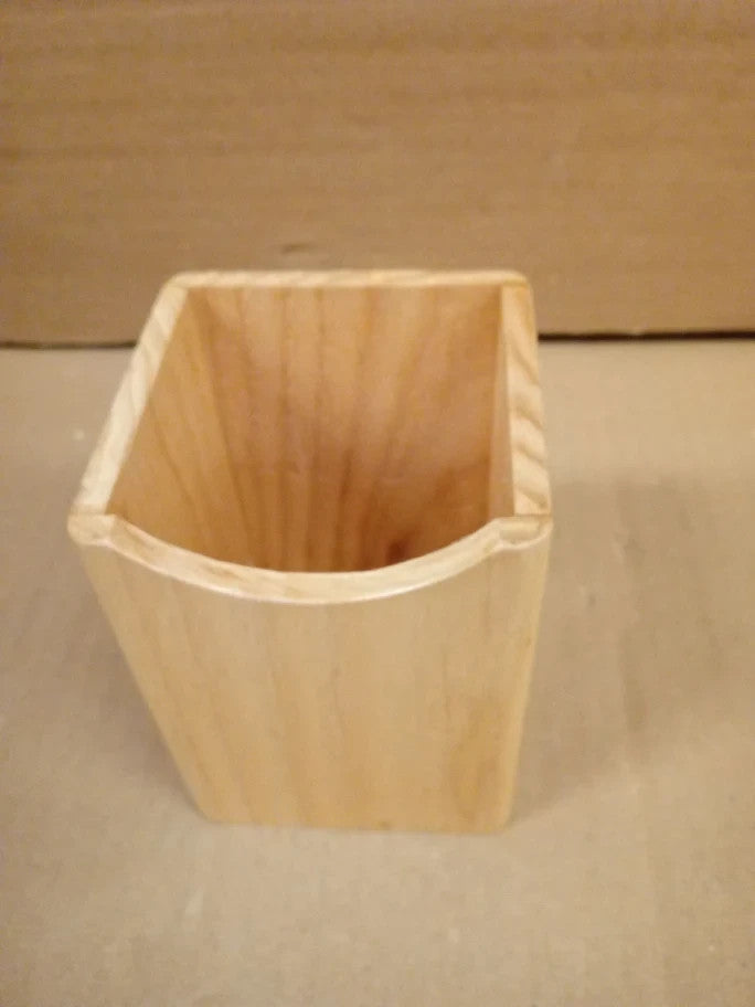 Shopukasa 2pc Wood Pen Pencil Holder Stand Multi Purpose Natural Wood New