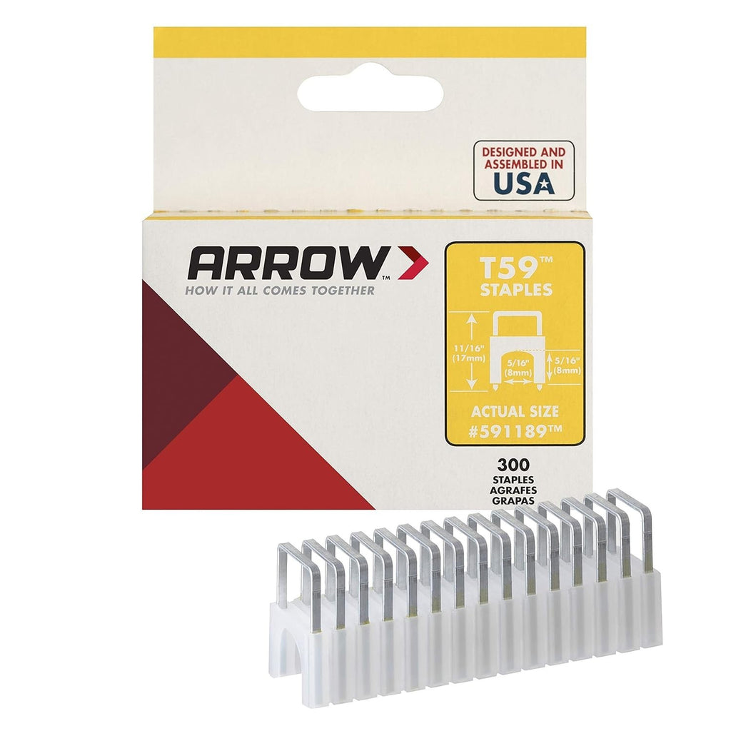 Arrow Insulated Staples 300 8x8mm Clear 5/16x5/16in T59 Clear New