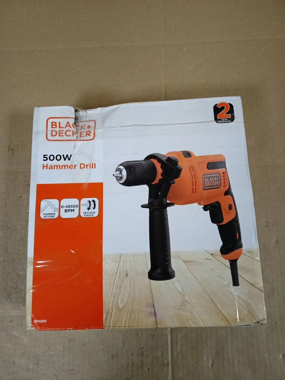Black+Decker 500W Electric Hammer Drill Powerful 049300 BPM Masonry Concrete