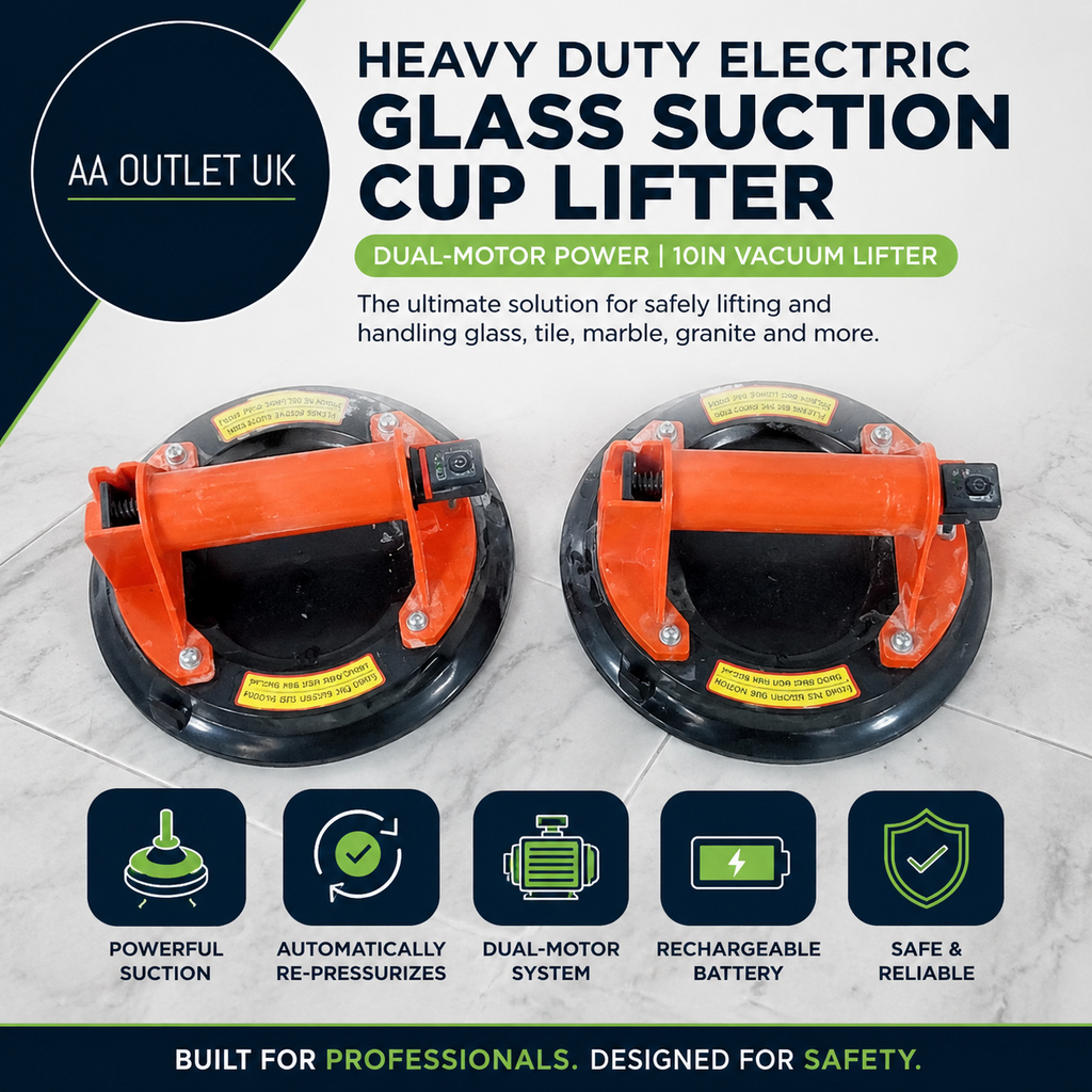 Heavy Duty Electric Glass Suction Cup Lifter Automatically Re Pressurizes Dual