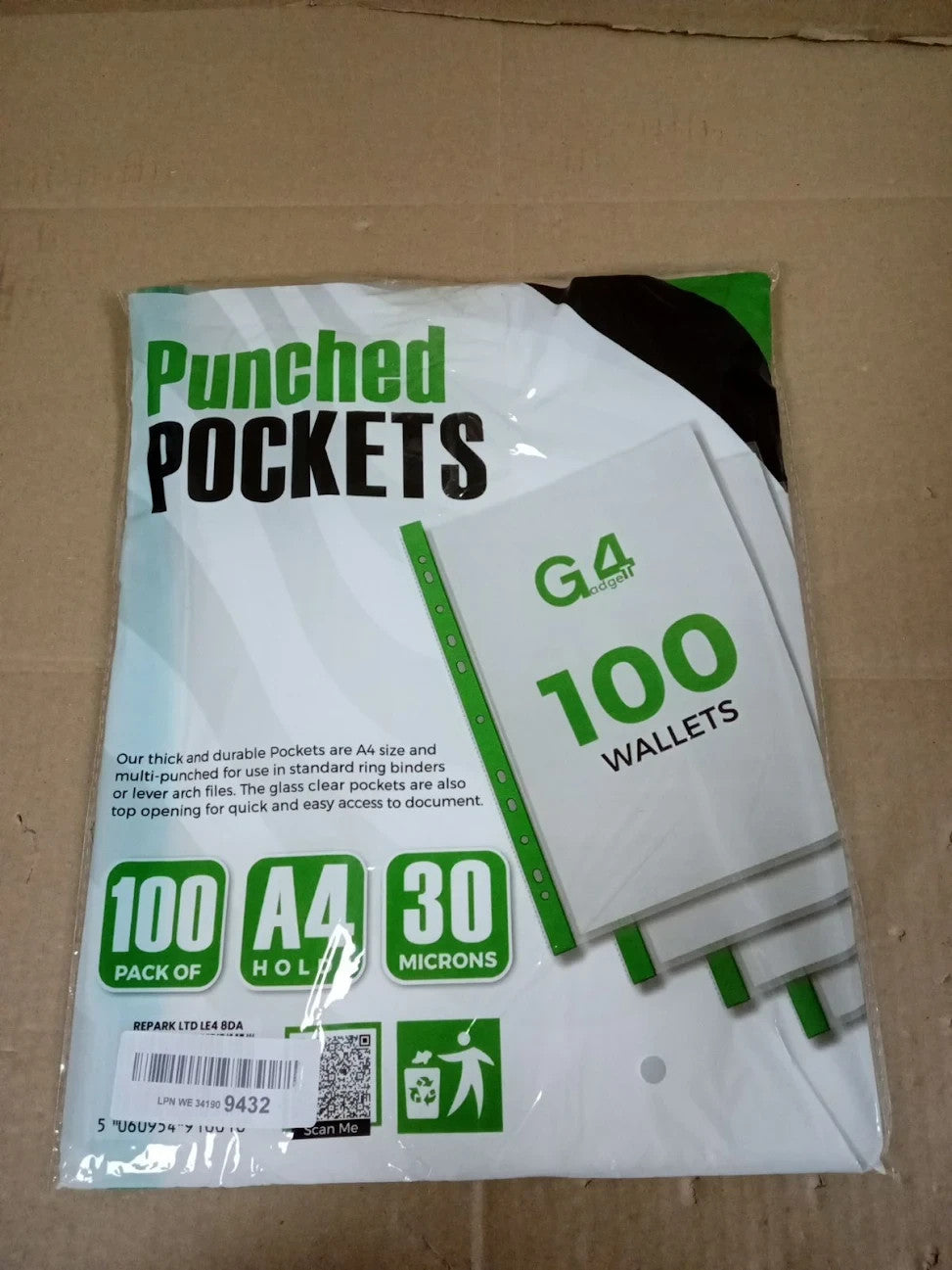 100 A4 Plastic Value Punched Punch Pockets 10 15 Sheets 30 Micron Folders New