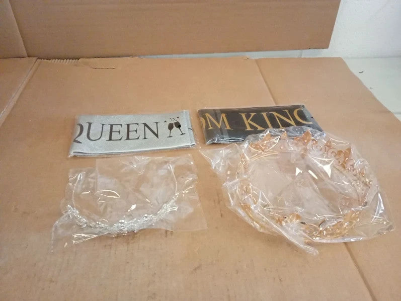 Leixi Prom King Queen Crowns Sashes Sets 2026 Graduation Tiara Sash Costume New