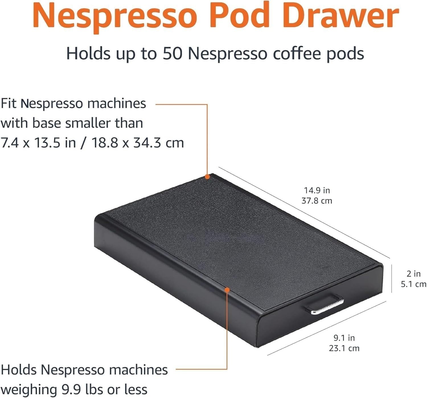 Amazon Basics Nespresso Original Line Coffee Pod Storage Drawer 9.1x14.9x2in New