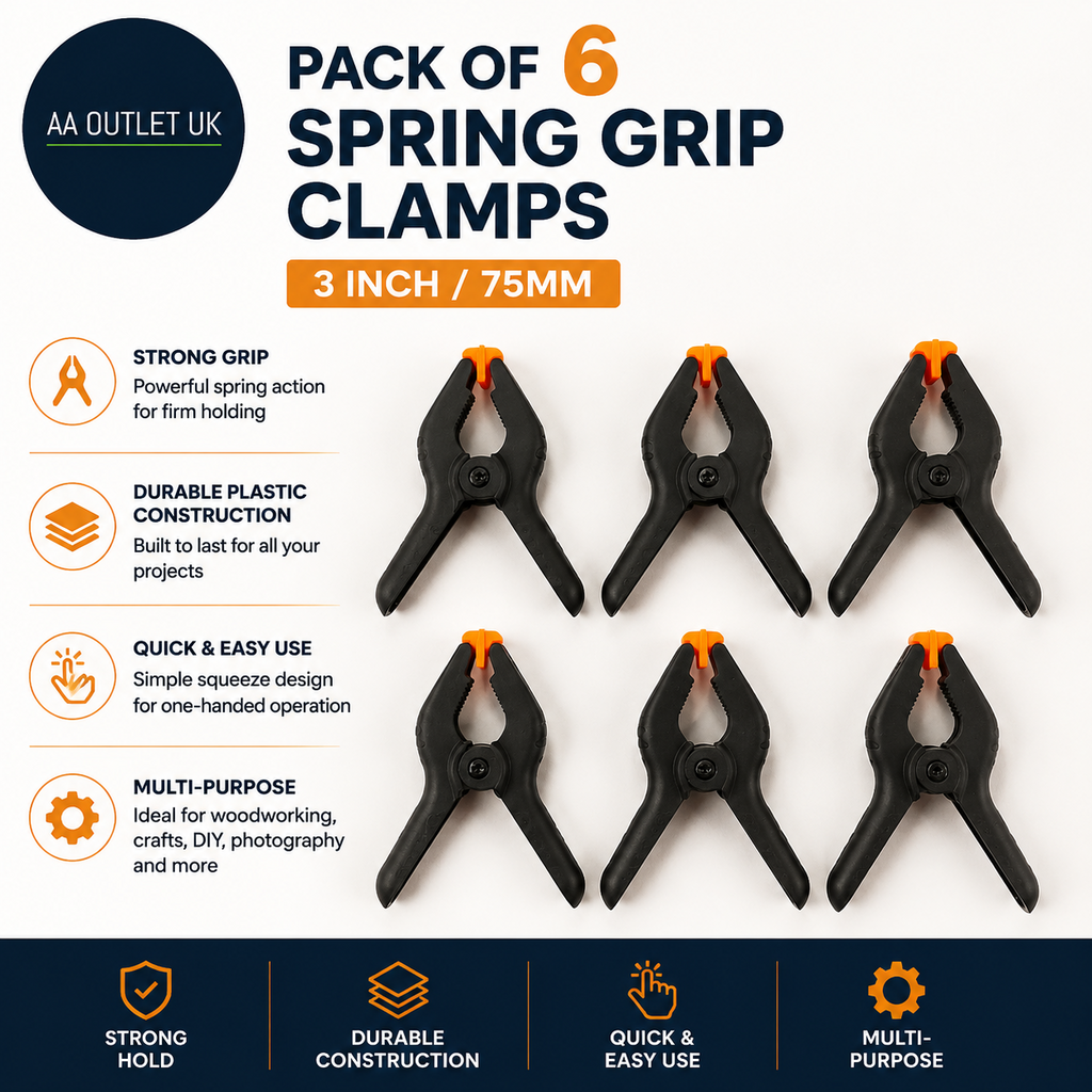 G4GADGE Pack Of 6 Plastic Spring Grip Clamps 3 Inches Quick Craft Wood Work