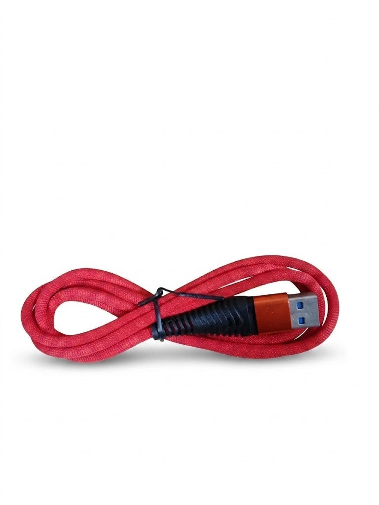 USB C Fast Charging Cable 1M Nylon Braided Type Lead Red Design Heavy Duty New