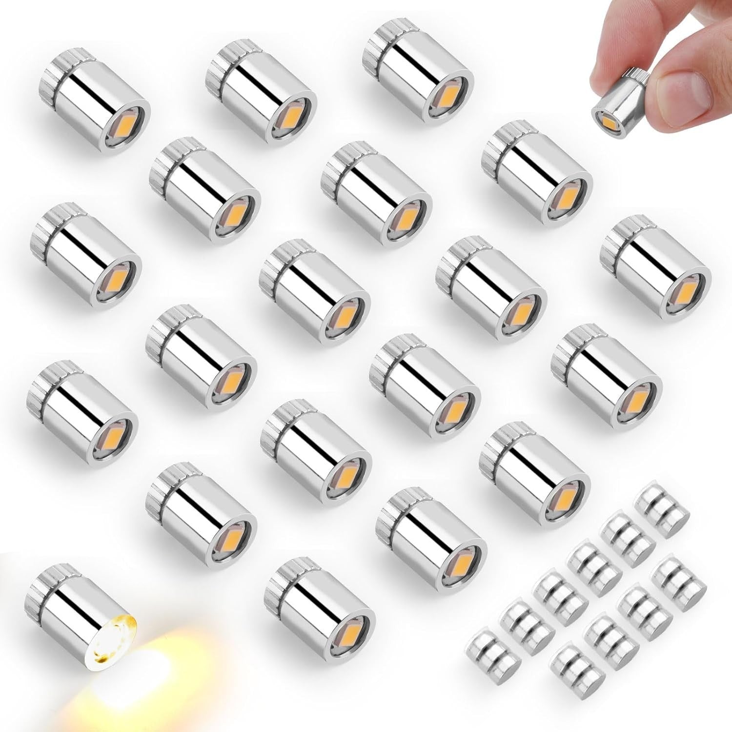 20pcs Miniature LED Lights Mini Warm White Micro LED Lights 10 Extra Batt New