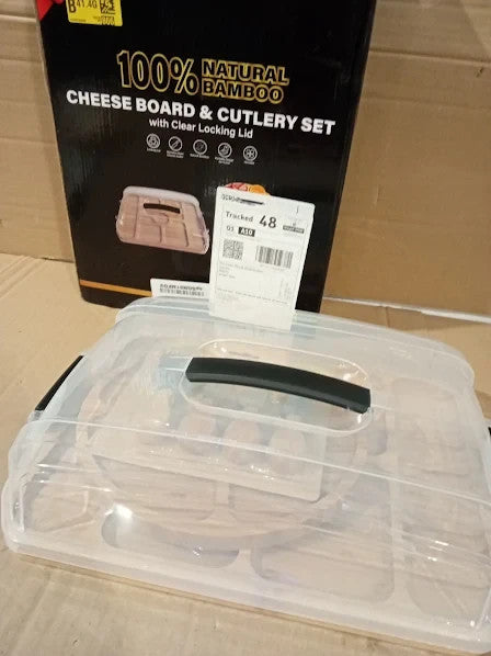 Cheese Serving Charcuterie Board Platter Knife Set Bamboo Cover