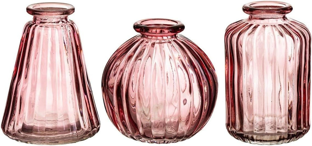 Sass Belle Pink Bud Set 3 Glass Vases Table Decoration 11.2x23.1x8.2cm New