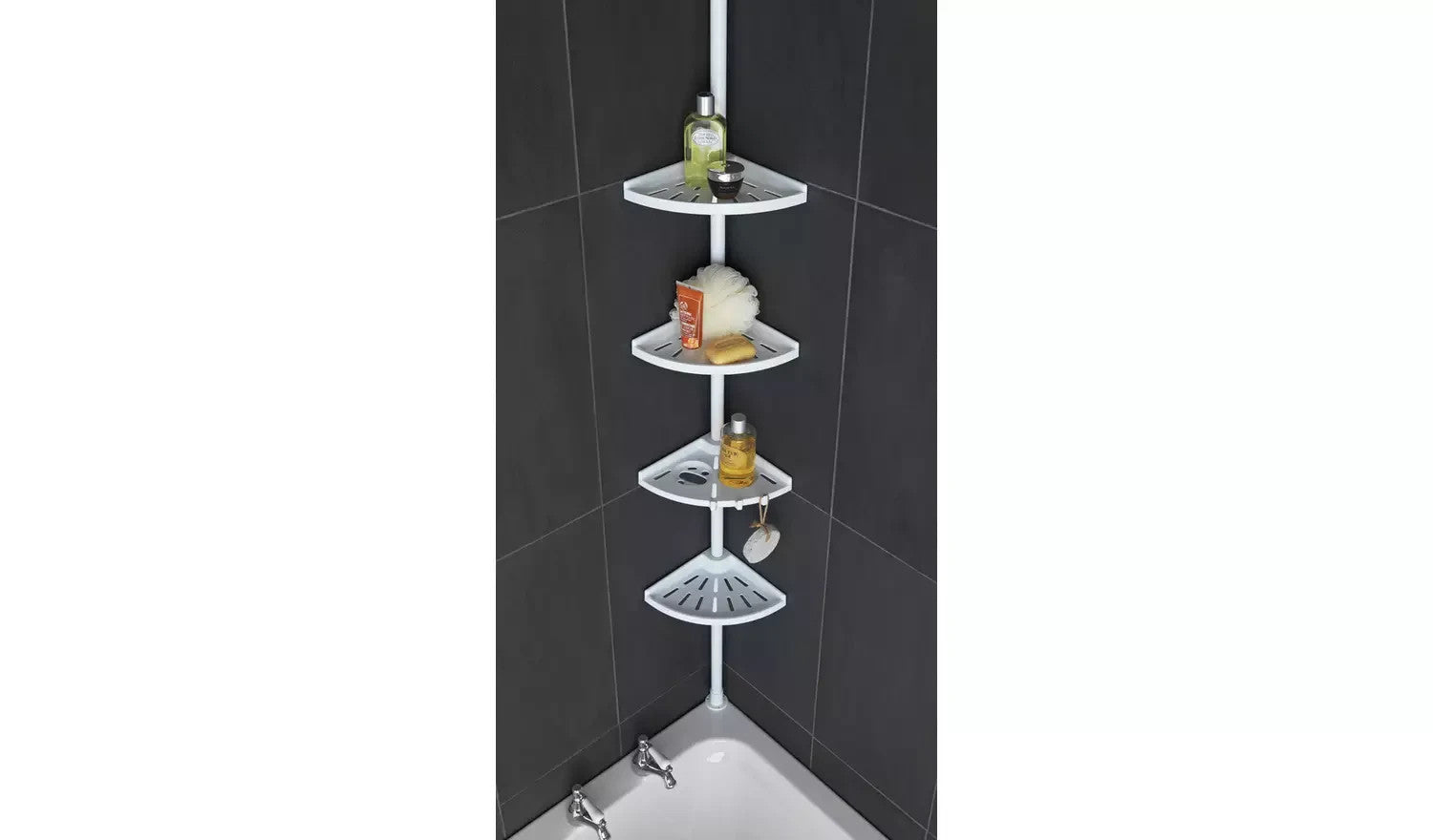 Argos Home Steel Shower Organiser Pole 4 Shelves 1.86x2.44mm White New