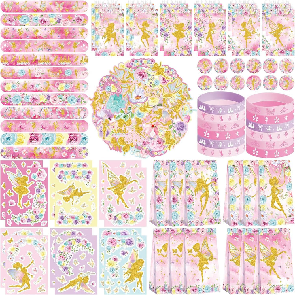 Fairy Party Favors Goodie Bags Mini Notepads Rubber Bracelets Stickers New