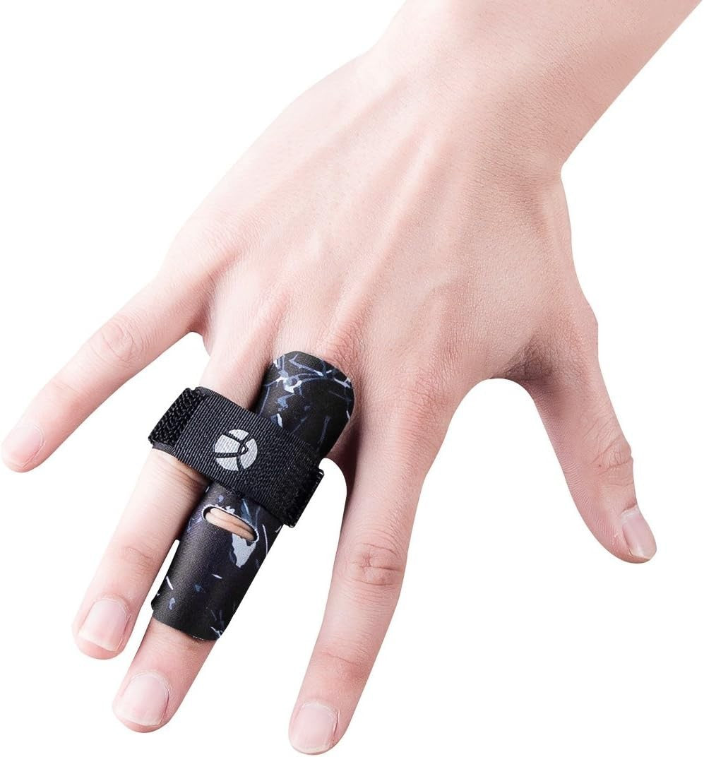 Kuangmi Finger Sleeve Support Protector Prevents Finger Injuries L-XL Black New