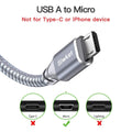 Siwket Micro USB Cable 2 Pack 2M Braided USB A  Micro Charge Cable Android New