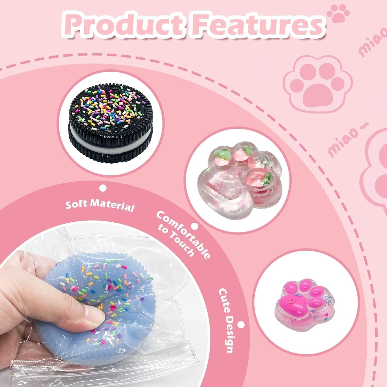 5pc Taba Squishy Kit Biscuit Stress Relief Toy Mini Taba Paw Fruit Cat Claw