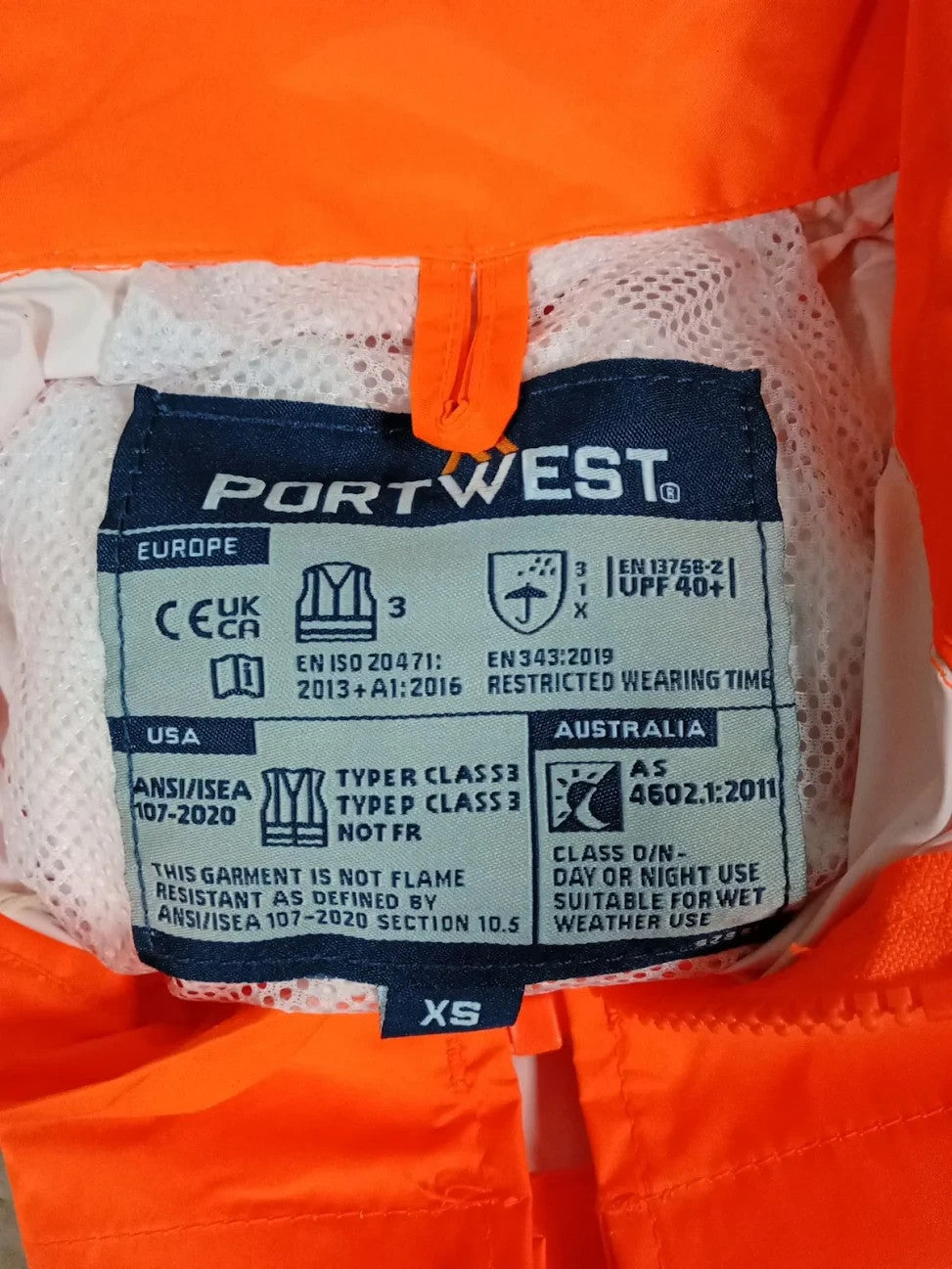 Portwest H440 High Vis Rain Jacket 1 Piece Orange Waterproof Size XS New