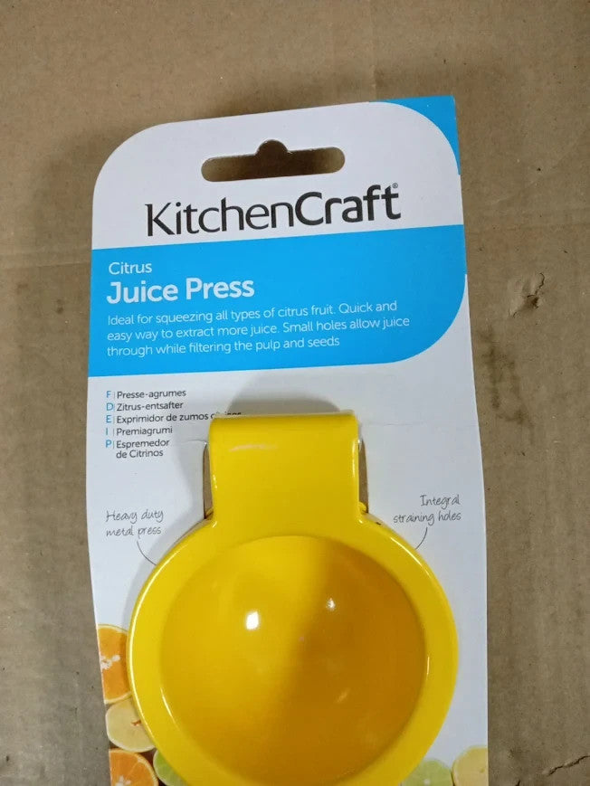 KitchenCraft Lemon Squeezer Handheld Lemon Juicer 22x7.5x4.5cm Yellow New