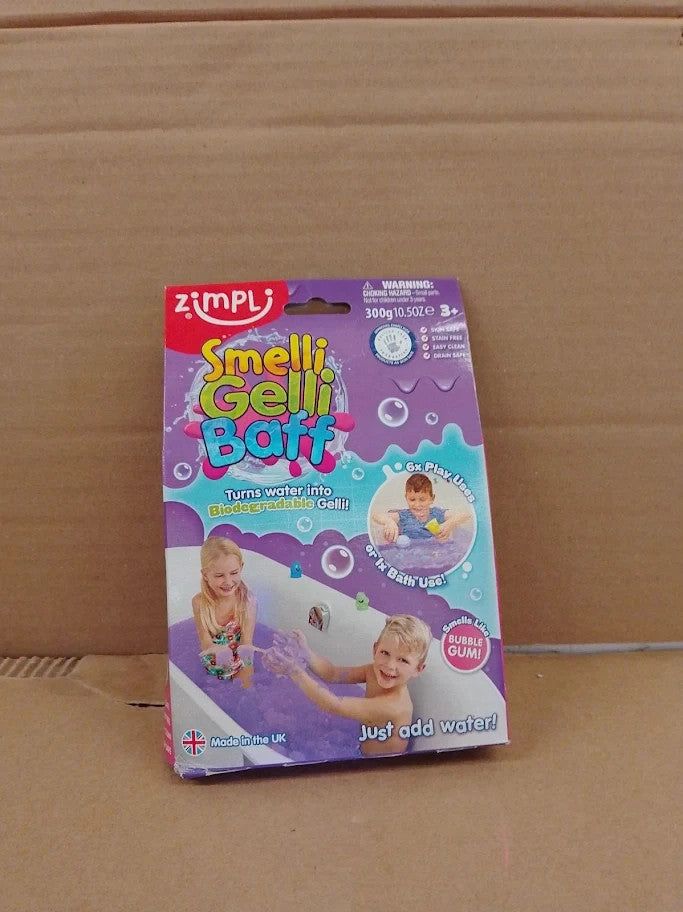 ZIMPLI Smelli Gelli Baff Bubblegum 1 Bath 6Play Uses Bath Toy 3+ New
