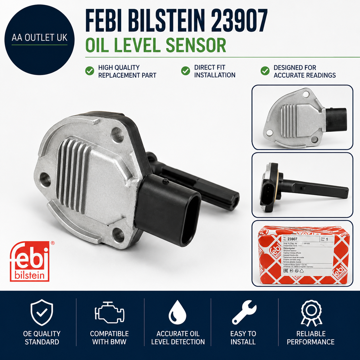 Febi Bilstein 23907 Oil Level Sensor 14x14x8cm 1 Pack