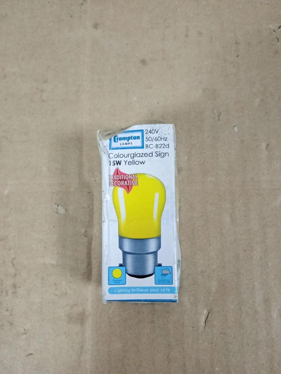 Crompton Pygmy 240V 15W B22d Yellow B22 15W Dimmable Incandescent New