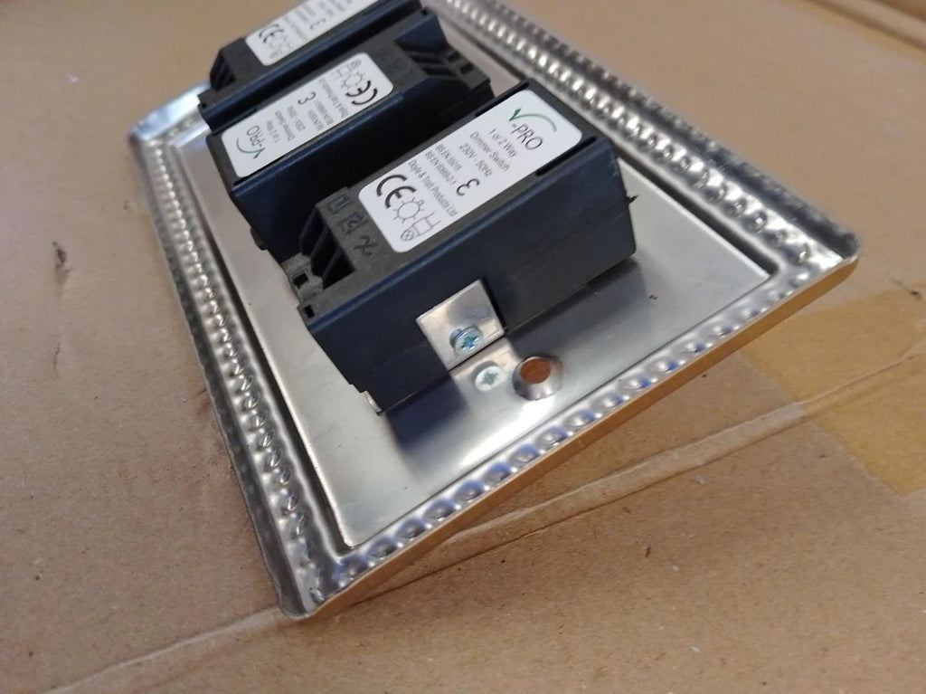 Varilight Georgian Brass LED Dimmer Switch V Pro Series 3 Gang Double New