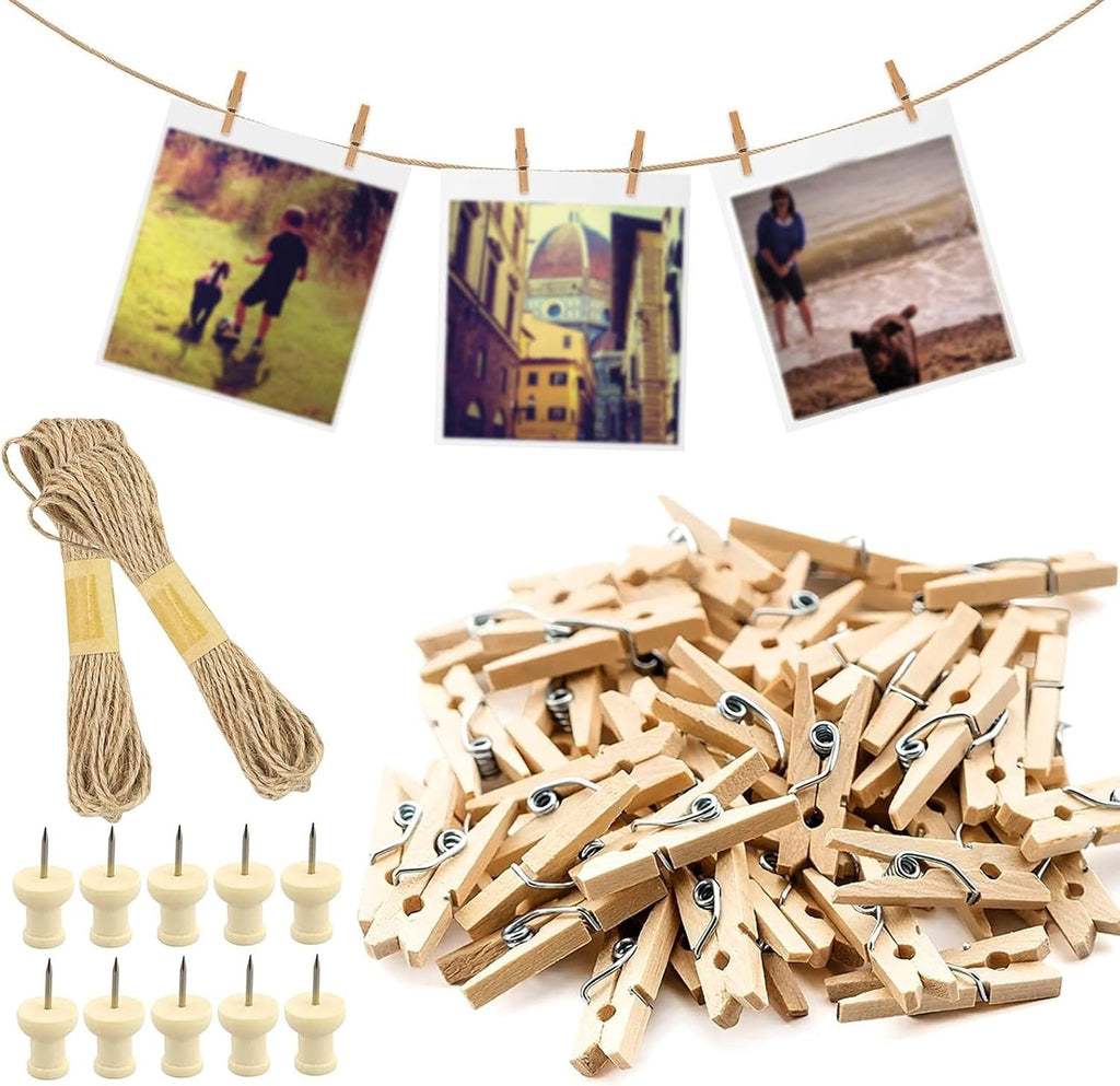 Gzcxq Photo Clips Pegs Wooden With Stainless Steel Springs Natural New