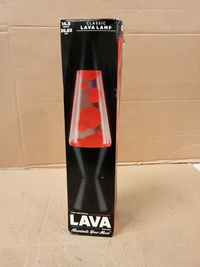 Lava Lamp 2317 Red Wax Clear Liquid Black Base Cap Original 14.5in Motion