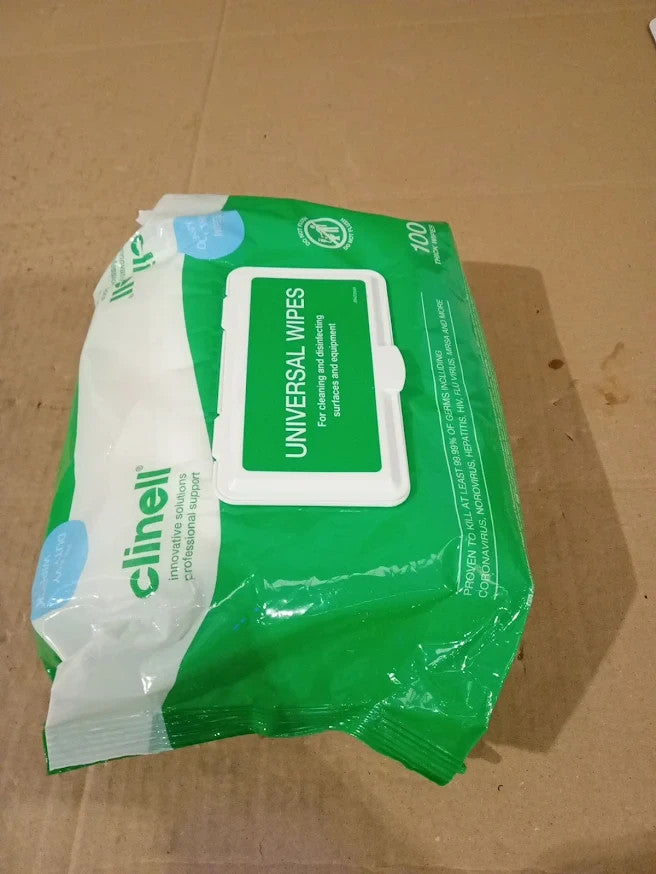 Clinell Universal Cleaning Disinfectant Wipes 100 Pieces 255x175mm Design New