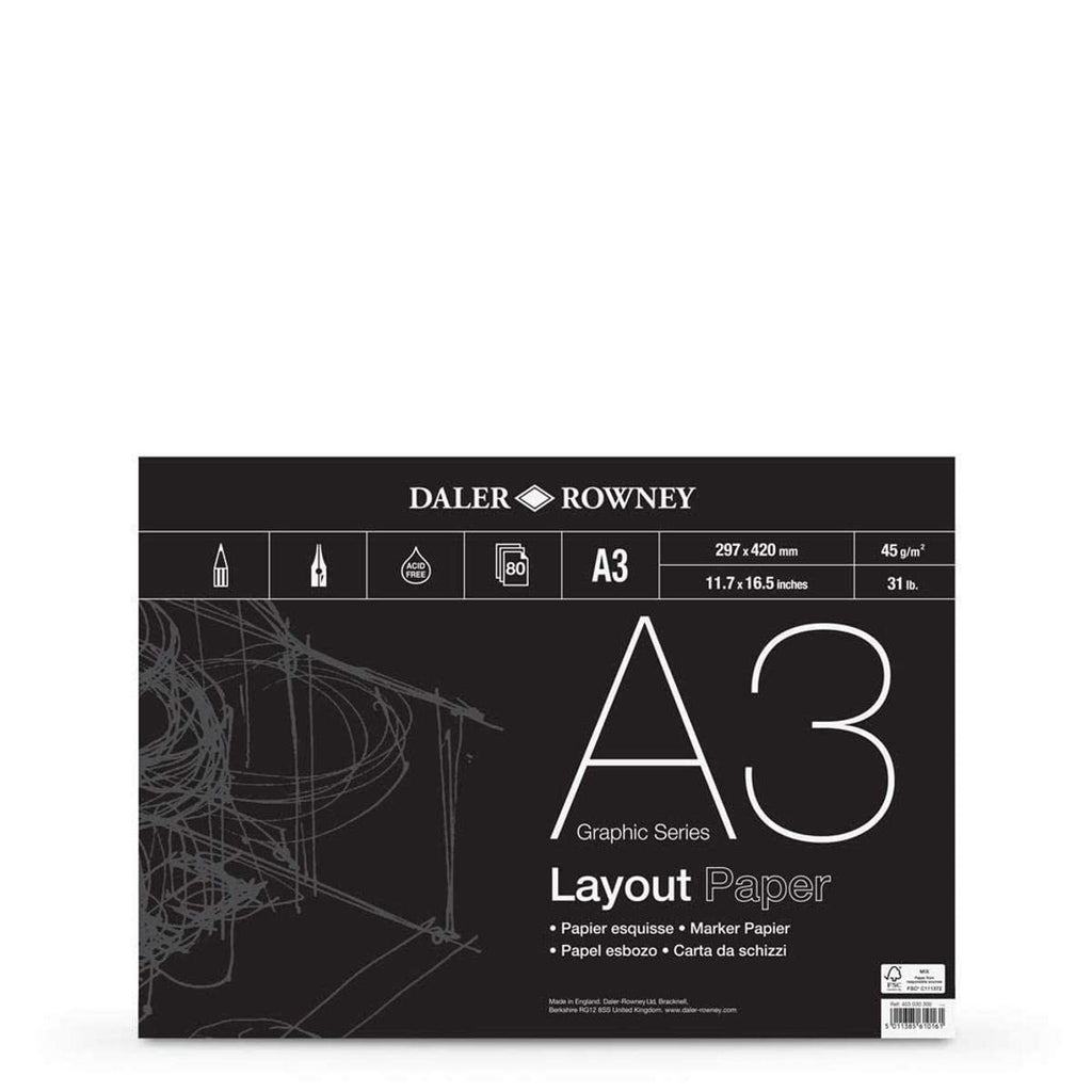 Daler Rowney DR Layout Pad A3 80 Sheet GDALAYPA3 White New
