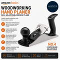Amazon Basics Woodworking Hand Planer No.4 Adjustable Bench Plane 2in Steel