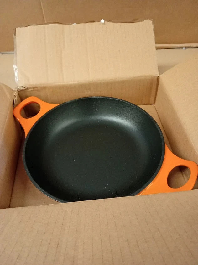Habitat Cast Iron Small Round Dish Ceramic Oven Dish Orange 20.9x29.5x4.1cm