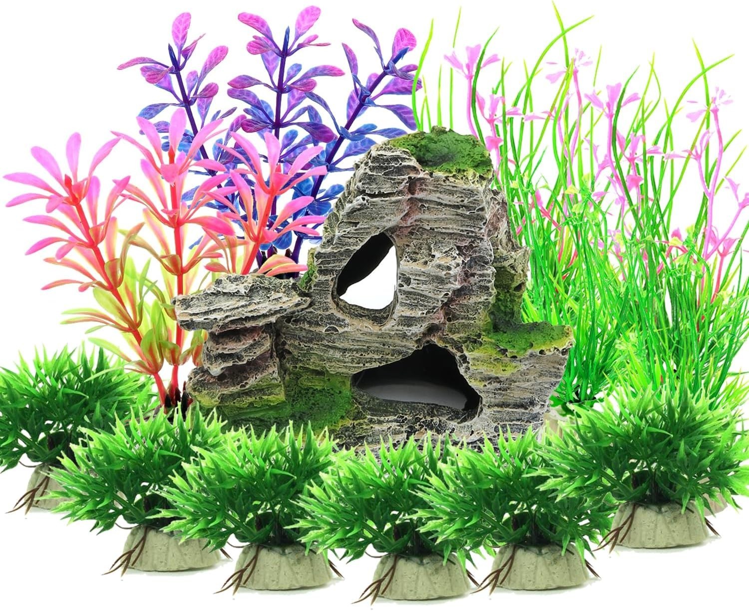 Vibury Aquarium Decoration 13pcs Size Plastic Aquarium Plants Decoration New