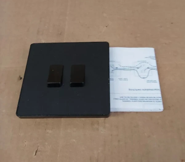 BG Evolve Matt Black 2 Gang 2 Way Light Switch Screwless PCDMB42B Design