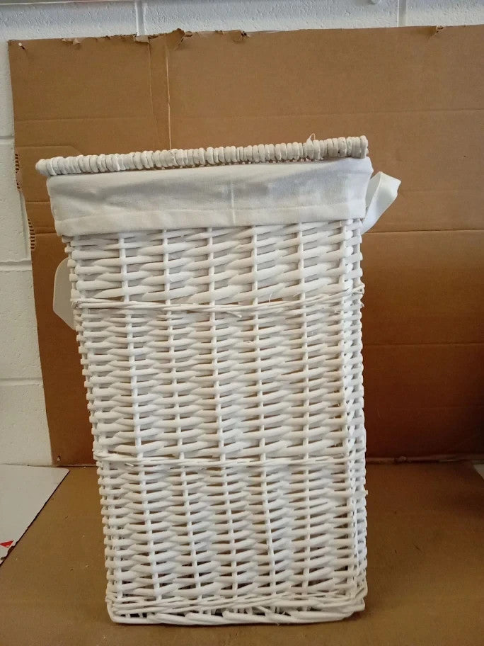 Argos Home 68Litre Willow Laundry Basket Wicker Frame White 56x35x35cm