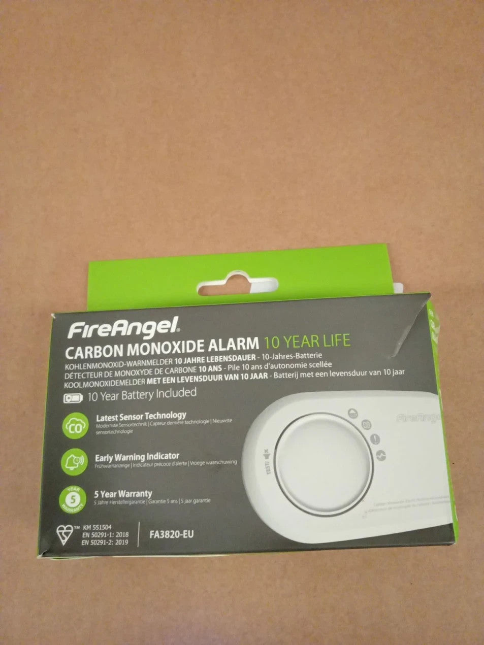 FireAngel FA3820 Carbon Monoxide Detector Portable Modern Durable Design White