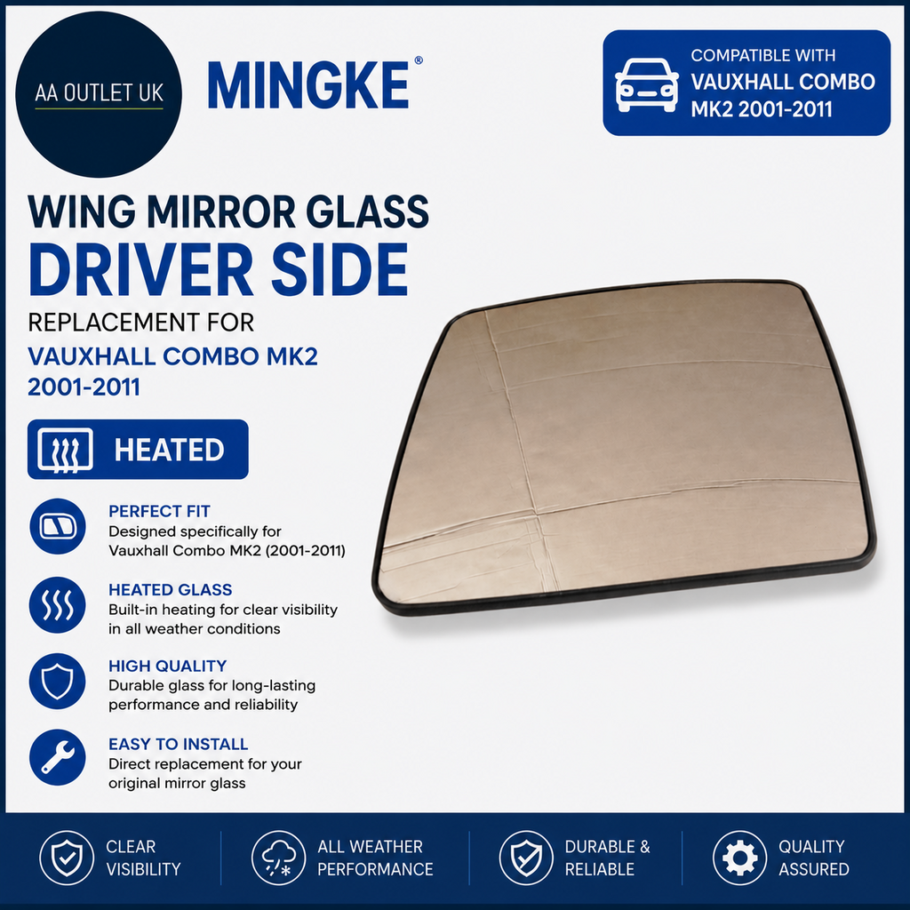 Mingke Wing Mirror Glass Driver Side Replacement Vauxhall Combo MK2 2001-2011