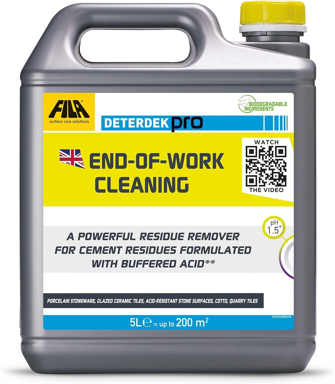 FILA Surface Care Solutions DETERDEK PRO Cement Remover Brick Acid Cleaner New