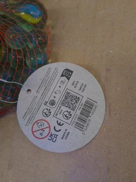 Henbrandt Glass Marbles Net 50pcs Single Pack Design Retro Toys 2x14x4cm New