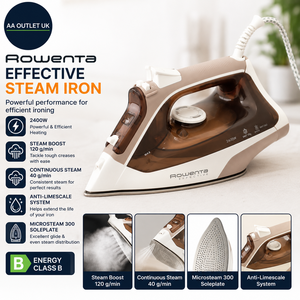 Rowenta DX1635 Effective Steam Iron 2400W Steam Boost 120g/min Continuous