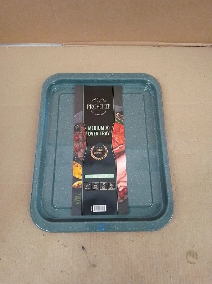 Prochef Enamel Oven Tray PFAS Free 38x30x2.2cm Grey Dishwasher Safe New